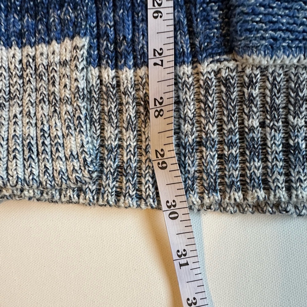 Lucky Brand Blue Open Duster Cardigan Boho Long Pockets Size L Heavyweight Cozy - Picture 7 of 8